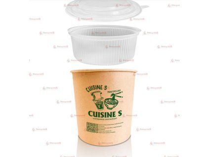 1500ml148 - Papierschüssel für Suppe + PP 150 Set/Krt