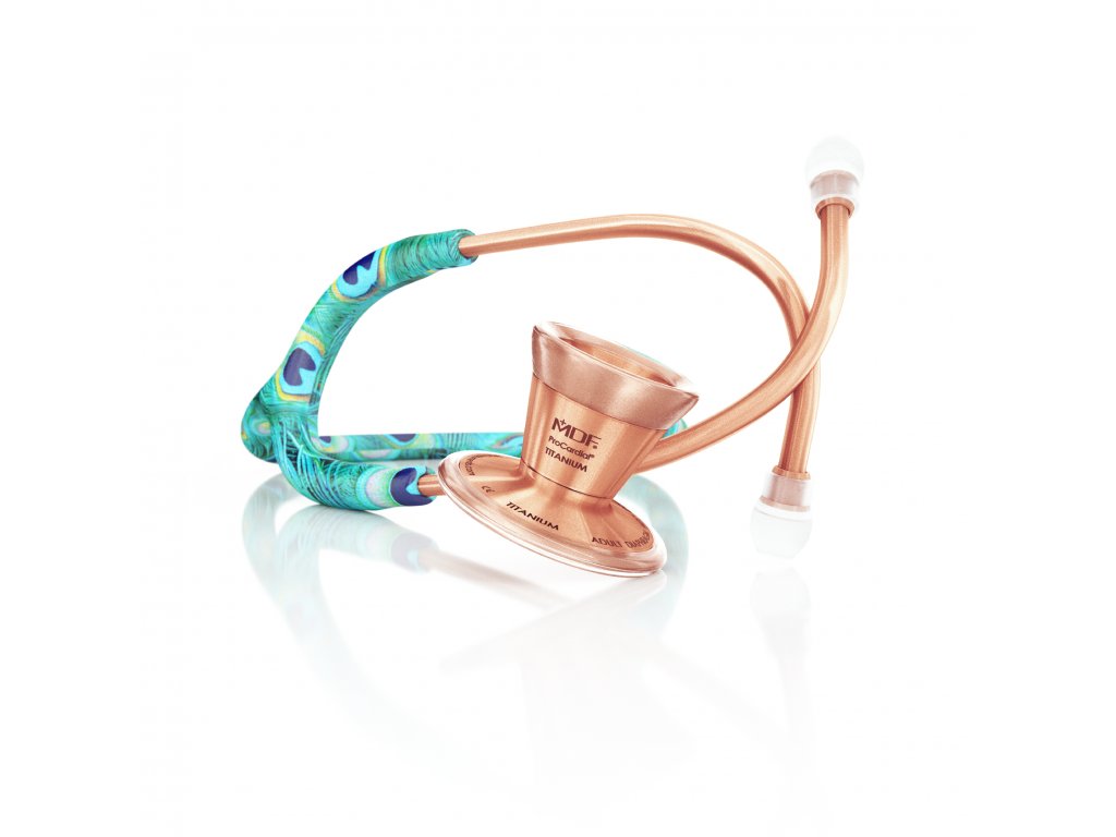 MDF ProCardial Titanium - Peacock Rose Gold, kolekce, design, diagnostický nástroj, odolnost, hravost, auskultace, ergonomický design, systém acoustic pyramid chamber, trubice, kanál, pružné hadičky, bez latexu, ergonomax, konstrukce a safetylock, pohodlnost, spolehlivost, bezpečnost, True Bell, True Diaphragm, olivky comfortseal, fonendoskop, stetoskop, silikon, poddajný, náhradní díly zdarma, Free-Parts-For-Life, olivky, membrány, nestudivé kroužky, jmenovky, MDF instruments, tradice, pečlivá výroba, spolehlivost, funkčnost, MDF ProCardial Titanium - Peacock Rose Gold, kolekcja, design, narzędzie diagnostyczne, trwałość, zabawa, osłuchiwanie, ergonomiczny kształt, system komór piramidy akustycznej, rurka, kanał, elastyczna rurka, bez lateksu, ergomax, konstrukcja i blokada bezpieczeństwa, komfort, niezawodność, bezpieczeństwo , True Bell, True Diaphragm, oliwki Comfortseal, stetoskop, silikon, giętkie, bezpłatne części zamienne, Free-Parts-For-Life, oliwki, membrany, pierścienie nienabijane, plakietki z imionami, instrumenty MDF, tradycja, staranna produkcja, niezawodność, funkcjonalność, MDF797TPKRG P1
