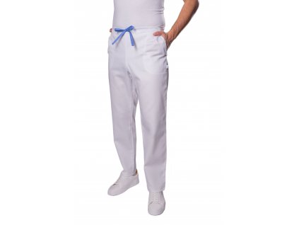 Kalhoty INFINITE MedStyle pánské - bílé/modrá tkanička (Velikost XXL), Spodnie męskie INFINITE MedStyle - biała/niebieska koronka (rozmiar XXL)Spodnie męskie INFINITE MedStyle - biała/niebieska koronka (rozmiar XXL)