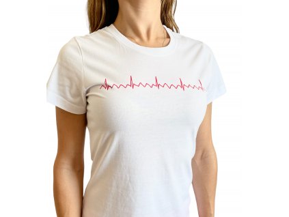 EKG tričko dámské bílé, flutter síní, Damska koszulka EKG biała, trzepotanie przedsionków