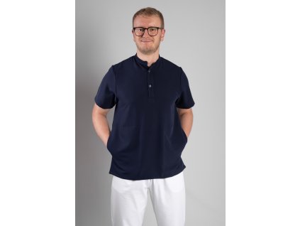 Zdravotnická halena INFINITE Flex Harvey Stretch - tmavě modrá, pohled zepředu, elegantní střih