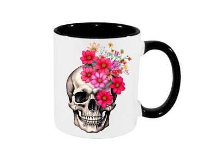 Hrnek - Lebka s květy