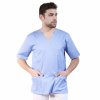 Lékařská halena INFINITE MedStyle modrá - pánská, pohled zepředu, projmutý střih, výstřih do V, (Velikost XXL)