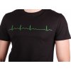 EKG tričko pánské černé - AV blok, pohled zepředu, detail na materiál a potisk