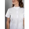 Zdravotnická halena INFINITE Flex Mary Stretch - bílá, pohled zepředu, detail na patentové zapínání