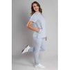 Zdravotnická halena INFINITE Flex Mary Stretch - modrá, pohled z boku, komplet s kalhotami
