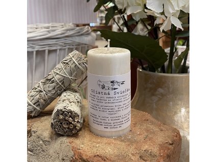 Očistná sviečka s kúskami Bielej Šalvie