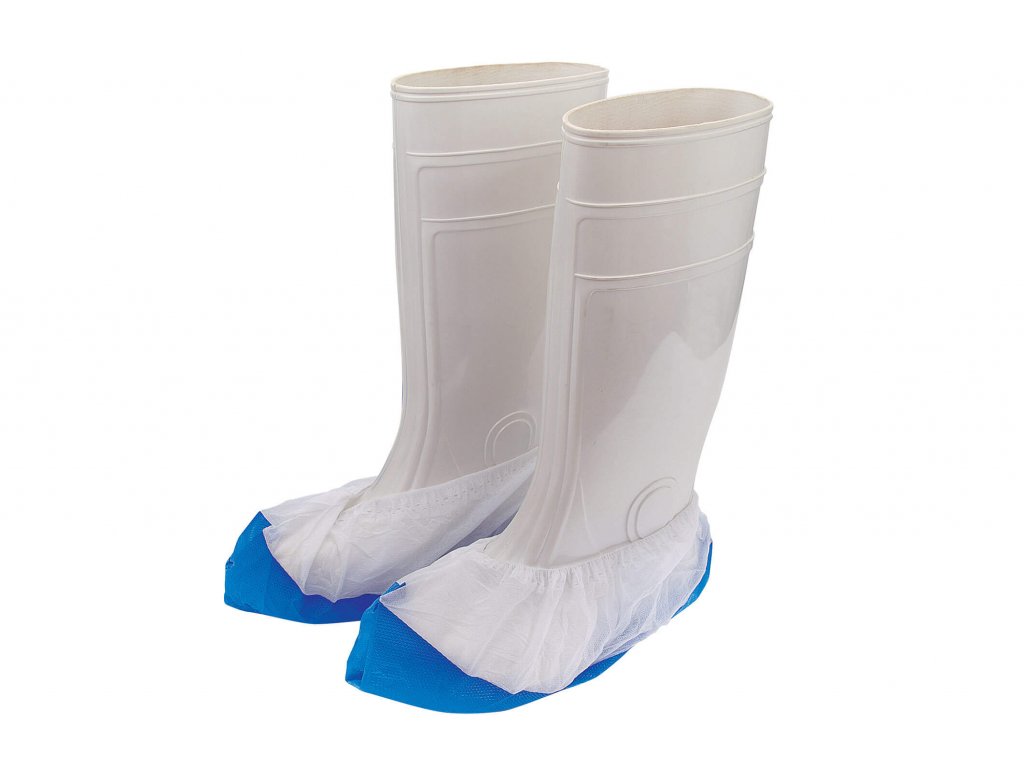 bílo-modré ochranné voděodolné a protiskluzové jednorázové návleky na obuv