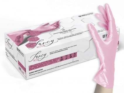 růžové perleťové nitrilové rukavice unigloves fancy rose