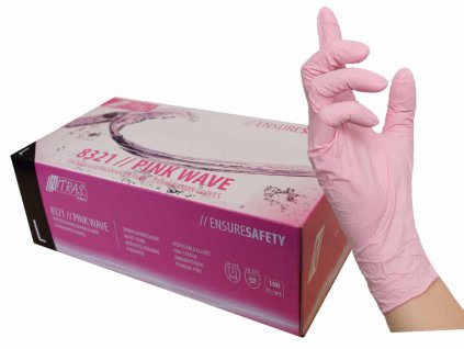 nitrilové rukavice růžová barva pink wave nitras 100 kusů