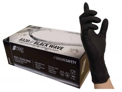 nitrilové rukavice černá barva black wave nitras 100 kusů