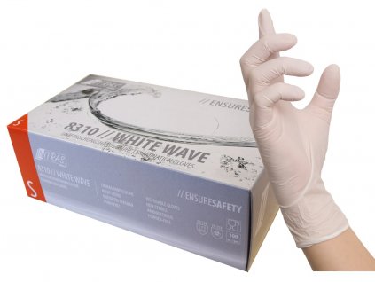 nitrilové rukavice bílá barva white wave nitras 100 kusů