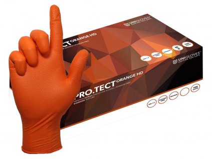 oranžové nitrilové rukavice unigloves pro.tect diamond grip