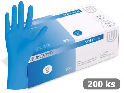 unigloves nitrilové rukavice soft nitril blue 200 kusů v balení