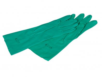 dvě zelené rukavice xtreme protiichemické do průmyslu