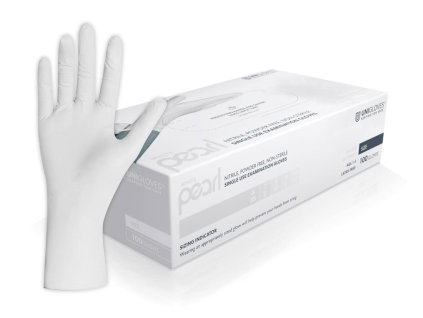 bílé nitrilové rukavice unigloves white pearl 2025