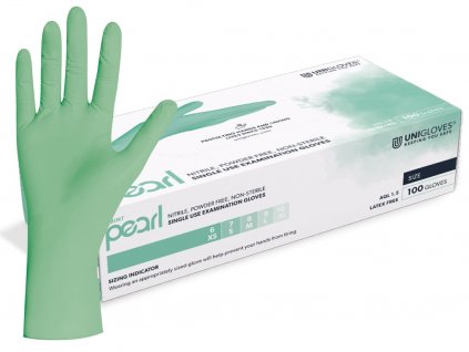 mentolově zelené nitrilové rukavice unigloves mint pearl 2024