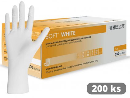 nitrilové rukavice bílé soft nitril white mega balení 200 kusů v balení