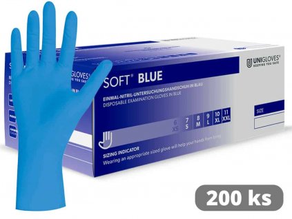 unigloves nitrilové rukavice soft nitril blue 200 kusů v balení