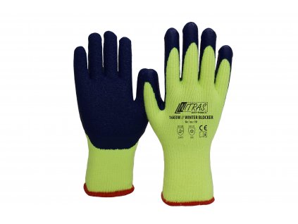 zimní pracovní rukavice nitras 1603W v modrožluté barvě