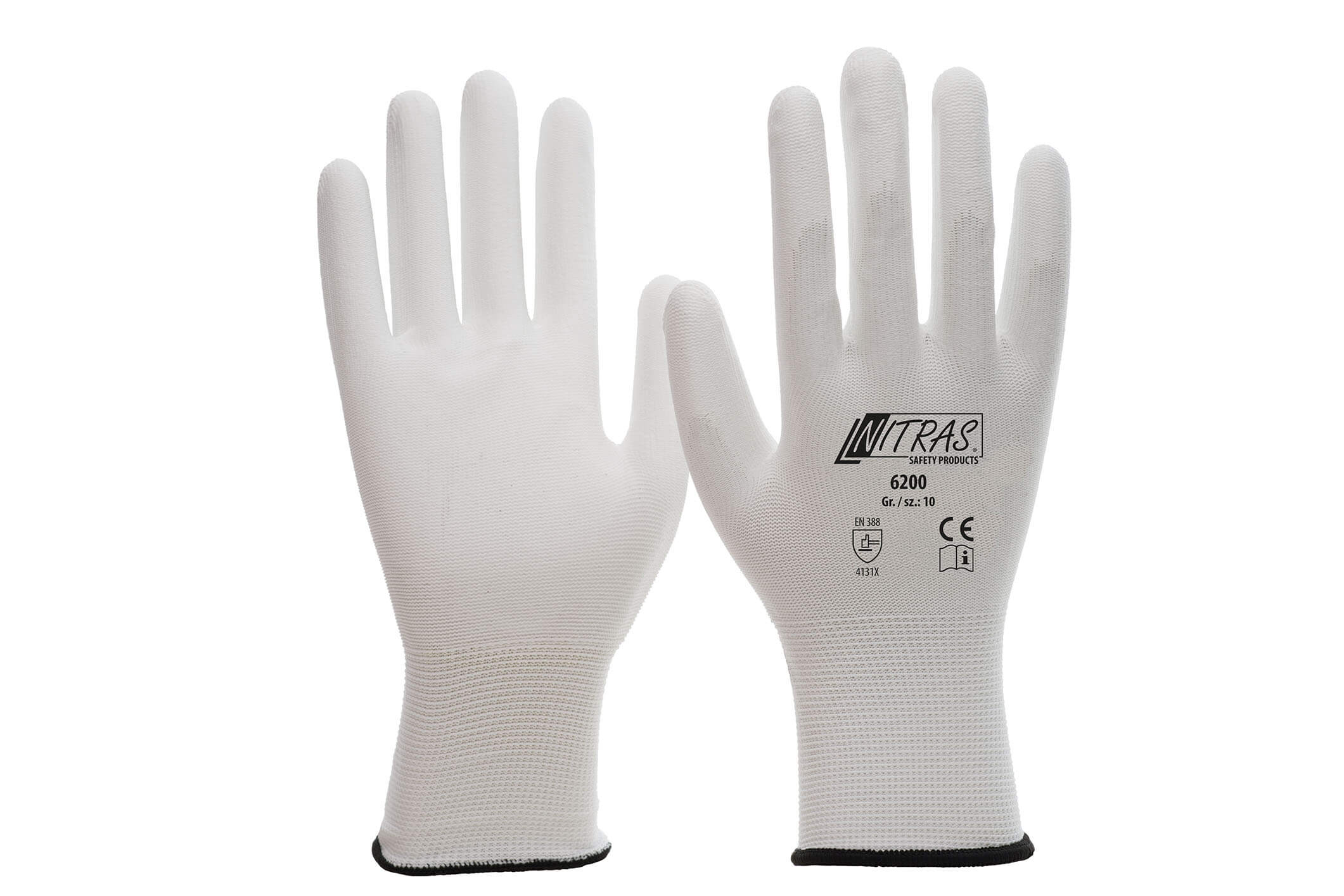 NITRAS Pletené nylonové rukavice s PU vrstvou // 6200 Velikost: 7"