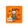 oranžové kuchyňské ubrousky motiv halloween kočka a netopýr