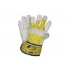 kožené kombinované pracovní rukavice poseidon 1403C v žlutobílé barvě
