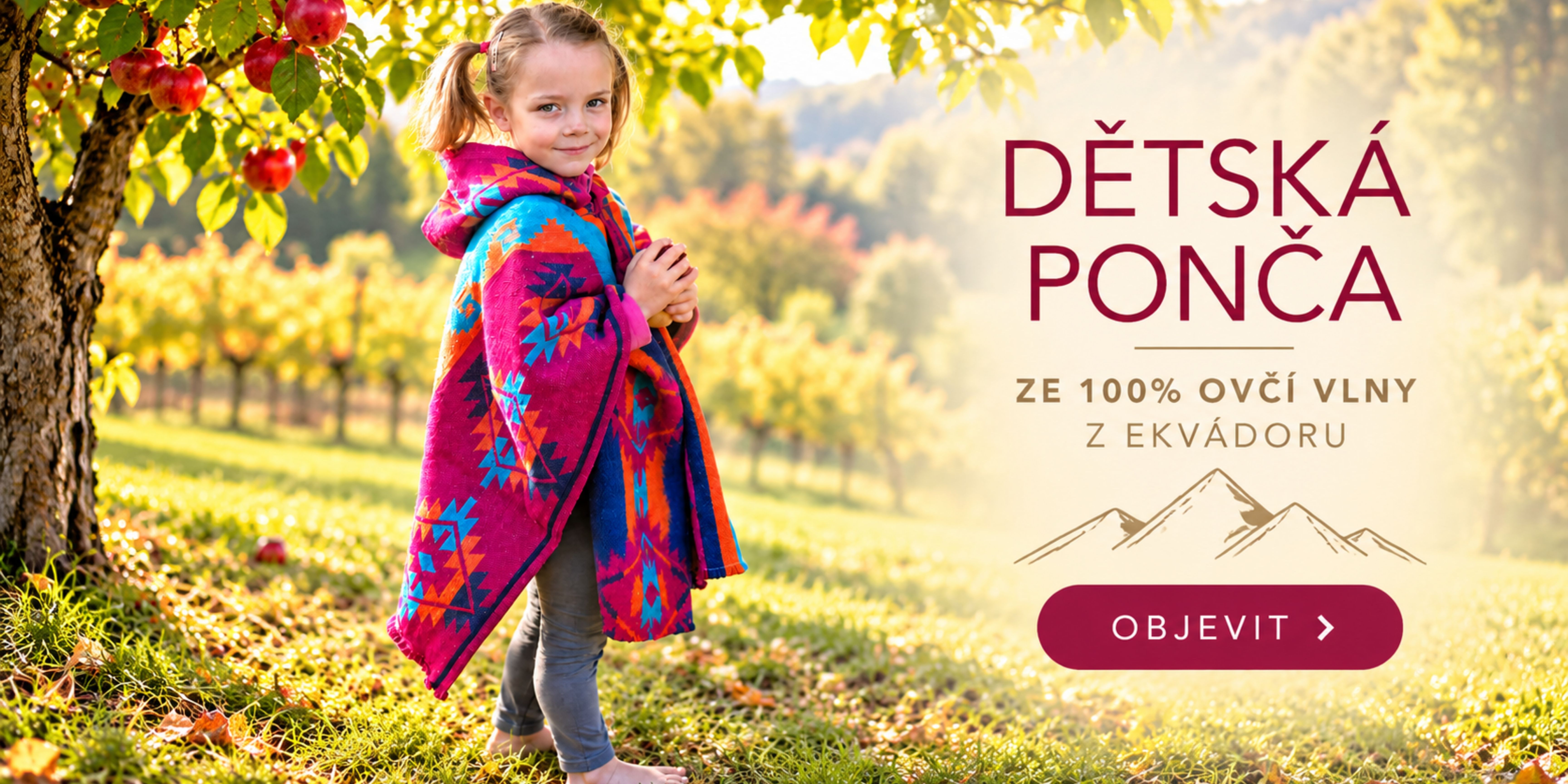 Dětská ponča ze 100% ovčí vlny