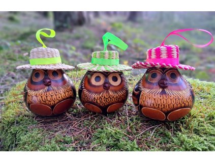 Sovička s klobúkom vyrobená z tekvice