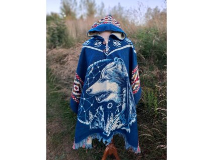 Pončo s kapucí a vlkem - lapač snů