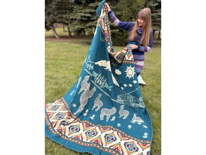 Deka s lamou - smaragdová