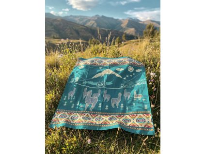 Deka s lamou - smaragdová