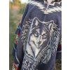 Pončo s kapucí a vlkem - kruh - šedé