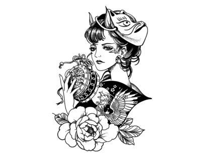 Tajemná gejša – dočasné tetování INked