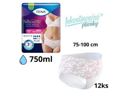 TENA SILHOUETTE PLUS White M dámske naťahovacie absorpčné nohavičky 12ks
