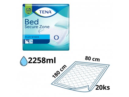 TENA Bed Plus Wings absorpčné podložky, 180x80cm, 20ks