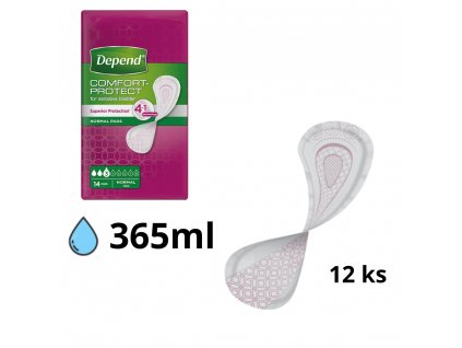 DEPEND NORMAL PLUS inkontinenčné vložky pre ženy, 10x28cm, savosť 365ml, 12ks