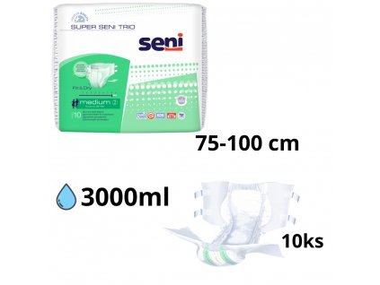 SUPER SENI TRIO Medium plienkové nohavičky (savosť 3000ml, pás 75 100cm) 10ks