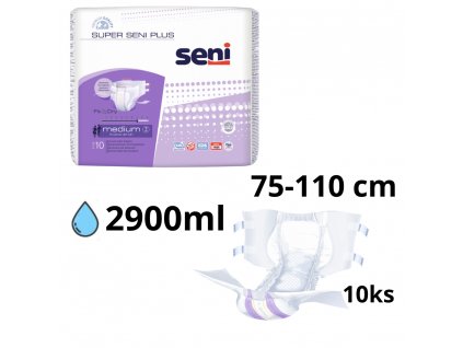 Seni SUPER PLUS AIR medium 2, plienk. nohavičky, obvod 75 110cm, 10ks