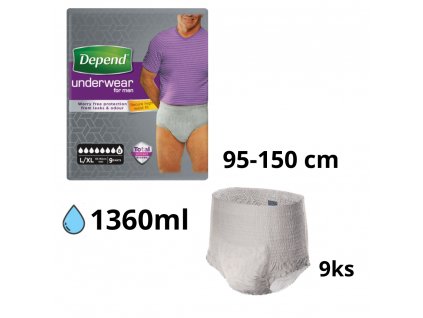 DEPEND SUPER L:XL pre mužov naťahovacie nohavičky 9ks