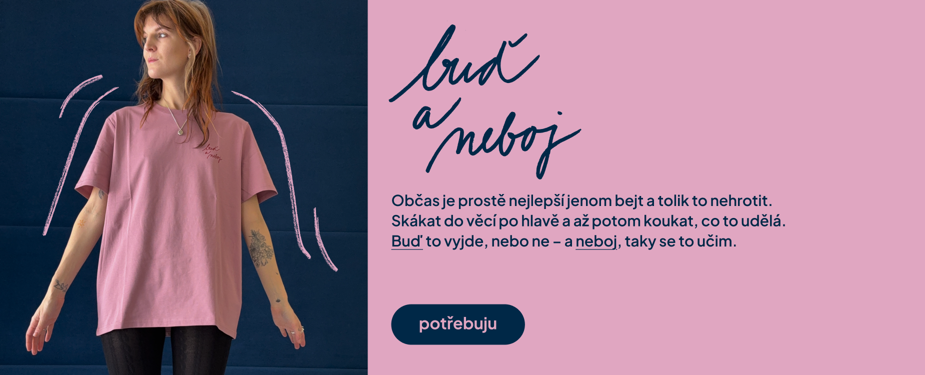 inkoustová tečka: triko Buď a neboj