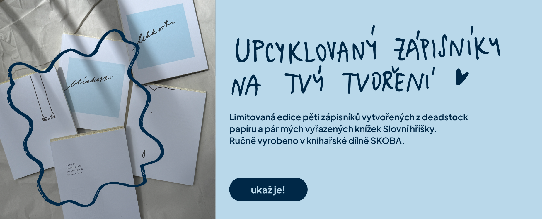 upcyklované zápisníky inkoustová tečka