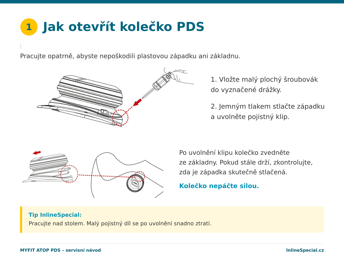 Otevření kolečka ATOP u systému Powerslide PDS