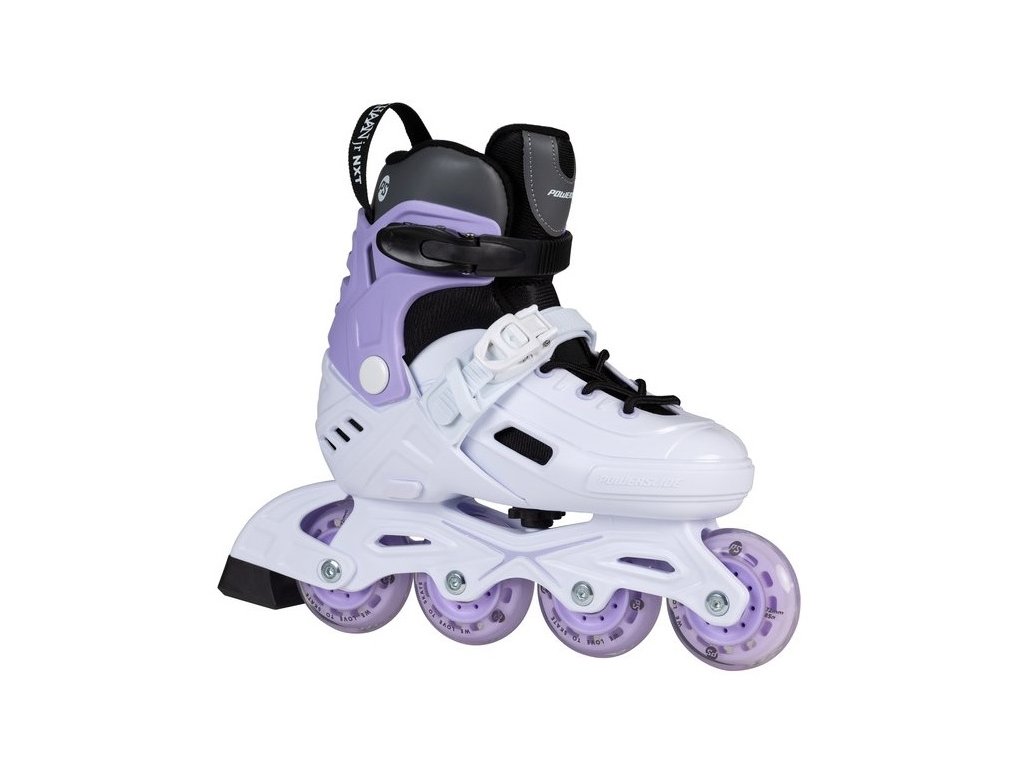 Dětské brusle NXT bílé, nastavitelné velikosti, brzdný šroub koleček pro nejmenší, začátečníky a méně pohybově zdatné děti, kolečkové inline brusle