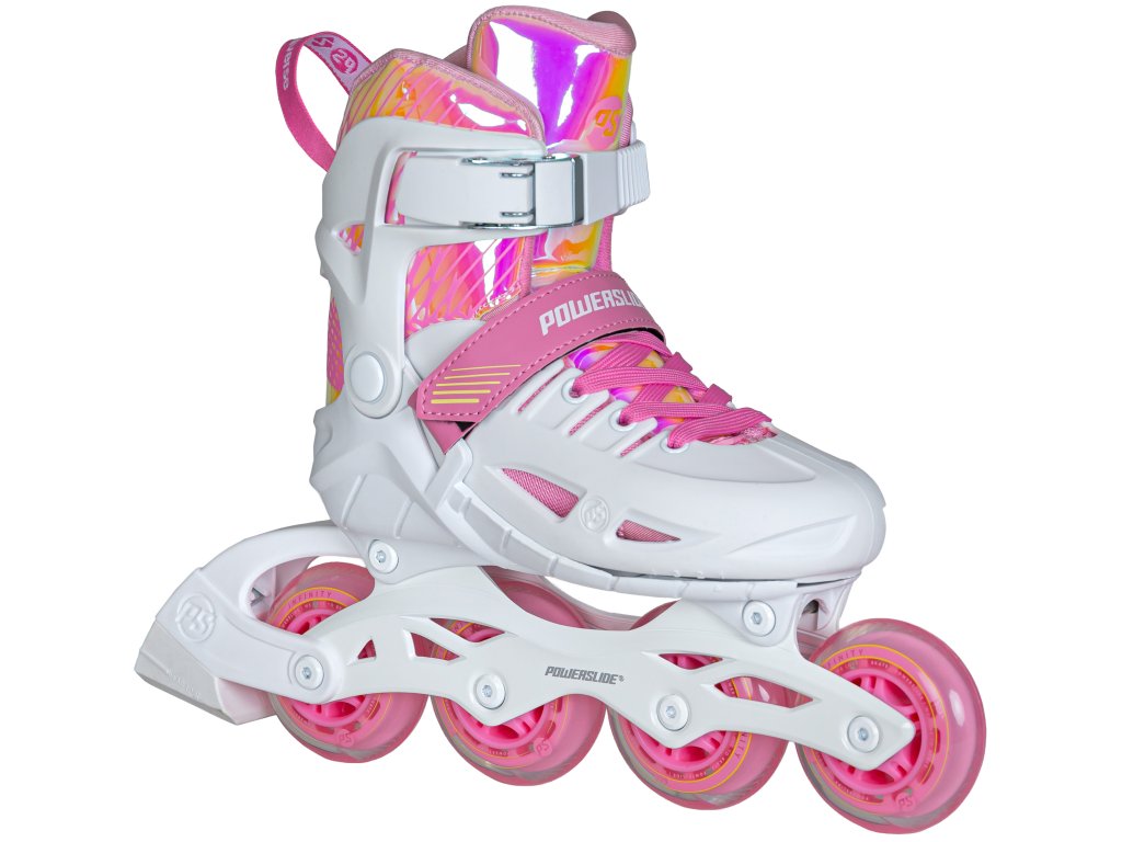 Phuzion Universe bílo růžové 4 kolečkové inline brusle pro děti nastavitelné pohodlné