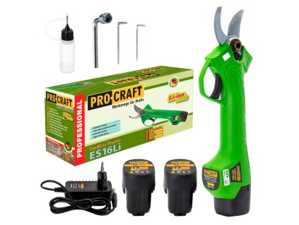 ES16LI_PROCRAFT Aku nůžky na větve a vinnou révu 16V 2x2.0Ah ES16Li