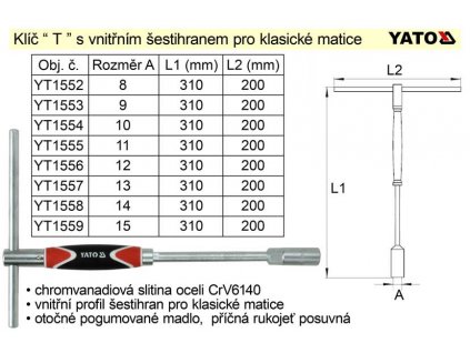 YT-1554_Klíč nástrčný 10 mm s rukojetí typ "T"