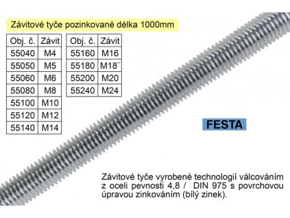 55220_Závitová tyč pozinkovaná M22x1000mm