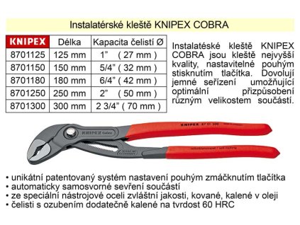 8701180_Kleště KNIPEX siko COBRA 180 mm