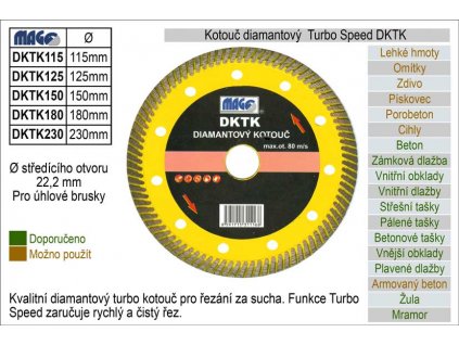 DKTK150_Kotouč diamantový  turbo-speed pro úhlové brusky DKTK150